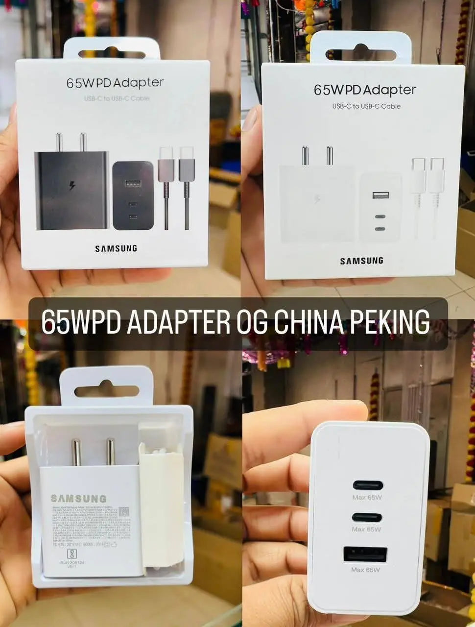 Svmsung 65w PD Adaptor With Usb-C Cable ( 3 Port )