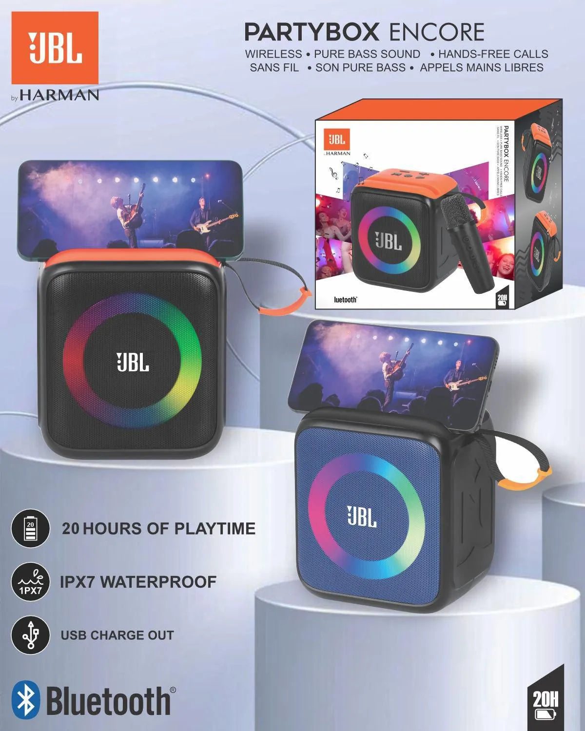 JbI Partybox Encore Wireless Speaker With Mic